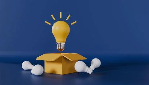 Yellow light bulb illustration background, 3D render icon for business idea Stock Illustration