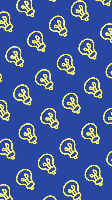 Yellow light bulb seamless pattern on an abstract vertical royal blue background Stock Footage 340670286