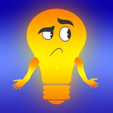 The yellow light bulb is surprised Stock Illustration