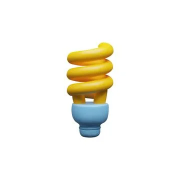 Yellow light bulb twisted form 3D cartoon plastic style vector icon, render Stock Illustration