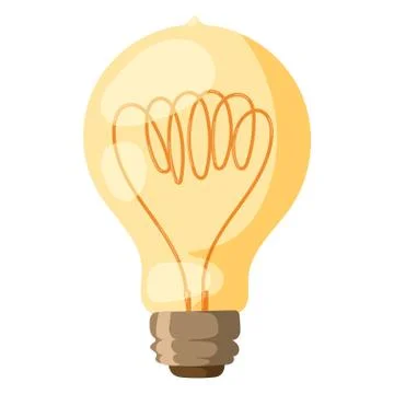 Yellow light bulb vector illustration isolated electricity lightbulb lamp power Stock Illustration