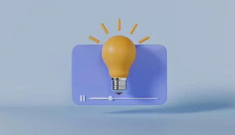 Yellow light bulb on video player interface representing creative multimedia Stock Photos