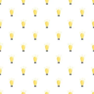 Yellow light bulbs seamless pattern creating ideas Stock Illustration