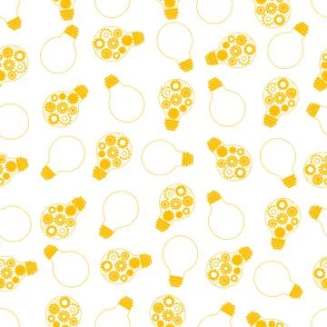Yellow light bulbs seamless vector pattern background Stock Illustration