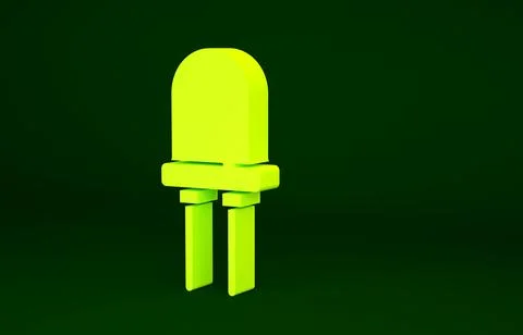 Yellow Light emitting diode icon isolated on green background. Semiconductor  Stock Illustration