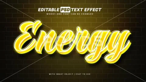 Yellow light energy text effect PSD 템플릿
