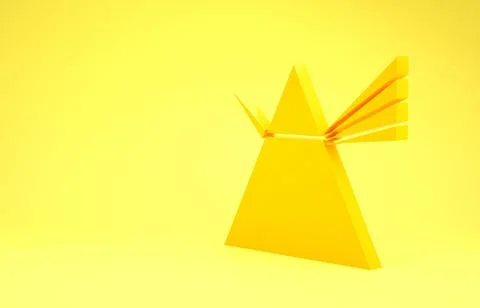 Yellow Light rays in prism icon isolated on yellow background. Ray rainbow sp Stock Illustration