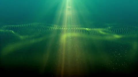 Yellow light shining on the waves - Animated motion video background loop HD Stock Footage 67952930