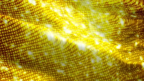 Yellow light wall shining. Big Explosion Golden and Silver Glitter Dust Tiny Video stock 106999351