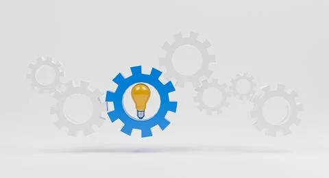 Yellow lightbulb with mechanical gear for creative thinking idea and innova.. Stock Photos