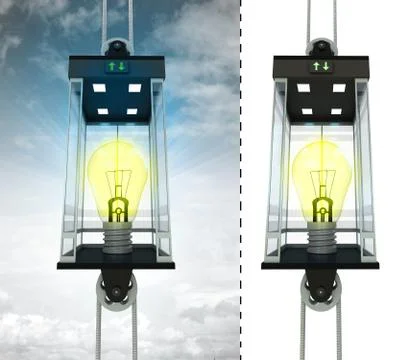 Yellow lightbulb in sky elevator concept also isolated one illustration Illustrazione stock