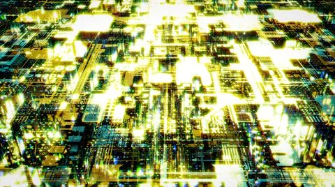 Yellow lighting technologic cyber punk hi-tech background Stock Illustration