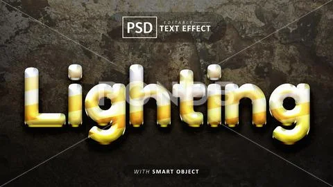 Yellow lighting text effect editable PSD Template