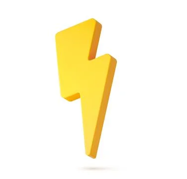 Yellow lightning, 3D thunder bolt or energy flash Stock-Illustration