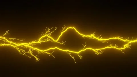 Yellow lightning on black background 3D animation. Thunderstorm simulation. Stock Footage 249939020