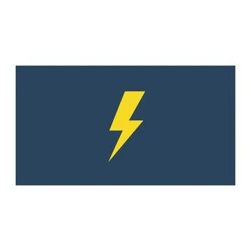 Yellow lightning bolt on dark blue background with represents energy, power Stock Illustration