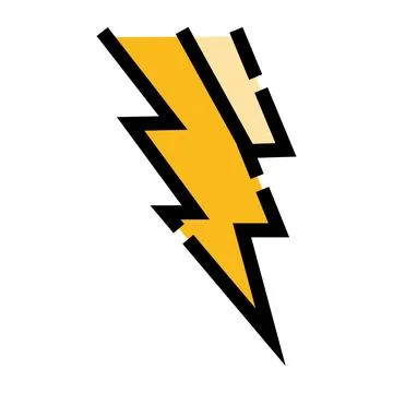 Yellow lightning bolt icon representing electricity and power Illustrazione stock