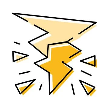 Yellow lightning bolt icon representing power and energy Illustrazione stock