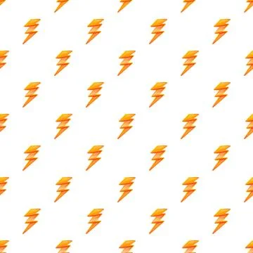 Yellow lightning bolt pattern repeating on white background Stock Illustration