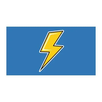 Yellow lightning bolt power icon for electricity and energy concepts Stock Illustration