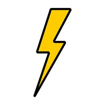 Yellow lightning isolated on white background. Vector illustration. Illustrazione stock