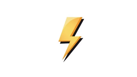 Yellow lightning with shadow isolated on white background Stock Footage 286370793