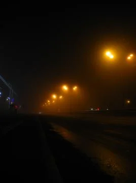 Yellow lights in the night Stock Photos