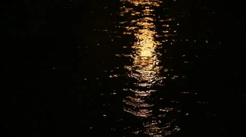 Yellow lights path on the water surface in rainy evening Stock Footage 10751197