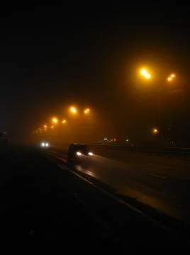 Yellow lights on the road Foto stock