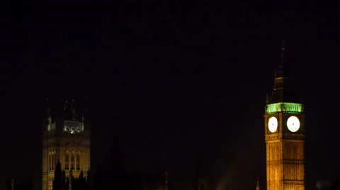Yellow lights surrounding the Big Ben Stock Footage 48359550