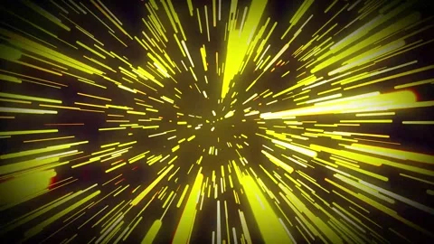 Yellow lightspeed burst of glowing particles on dark space background Stock Footage 312070706