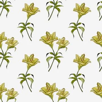 Yellow lilies pattern for seamless textile design, ideal for wrapping and w.. Stock Illustration