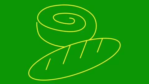 Yellow line bread and roll green Video stock 276410159