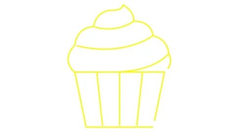 Yellow line cupcake white Stock Footage 275641013