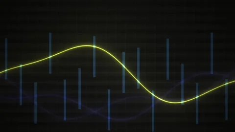 Yellow line graph on black background. Stock Footage 335117077