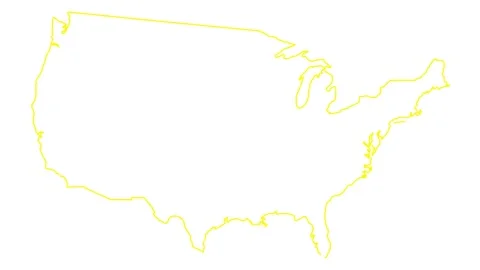 Yellow line USA map white Stock Footage 274410901