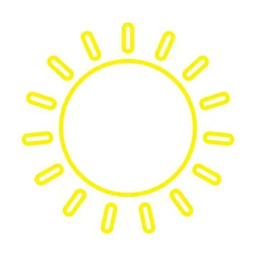 Yellow line vector sun icon isolated on white background Stock Illustration