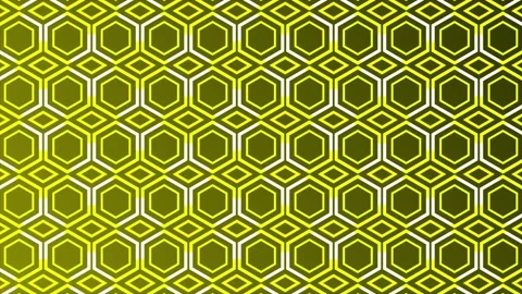 Yellow lines moving over hexagonal pattern yellow color background Stock Footage 271158256