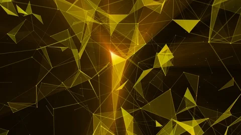 Yellow lines, plexus abstract background 3D rendering. Digital geometric mu Stock Footage 104645252