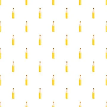 Yellow liquid bottles repeating seamless pattern Illustrazione stock