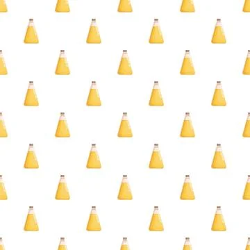 Yellow liquid bottles repeating on white pattern background Stock Illustration