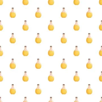 Yellow liquid bottles seamless pattern design Stock Illustration