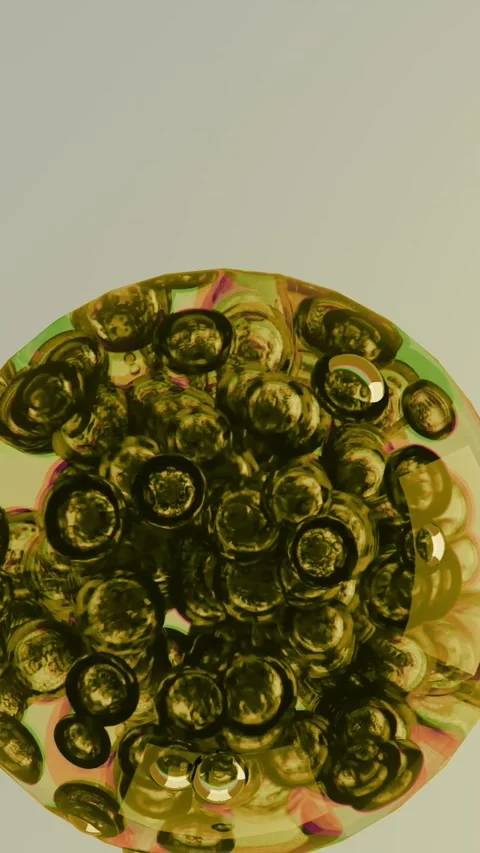 Yellow Liquid Bubbles Animation - Abstract Organic Spheres Loop Stockbeeldmateriaal 319740241