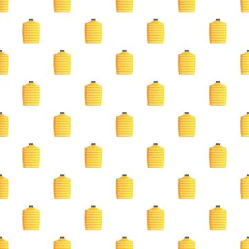 Yellow liquid detergent plastic bottles seamless pattern Stock Illustration