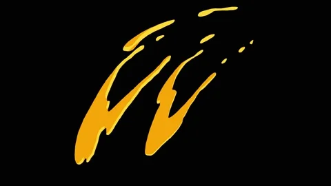 Yellow Liquid Elements Flying, Shaping, Rippling In Black Background Stock Footage 145382374