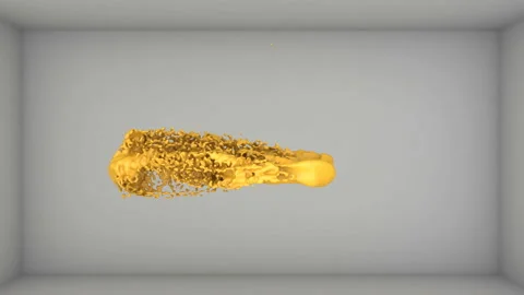 Yellow liquid on grey empty room Minimal Dynamic liquid Trend colors Stock Footage 148234780