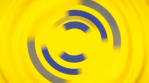 Yellow Liquid Ripple Background with Spinning Concentric Circle Elements Stock Footage 346205235