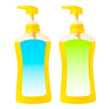 Yellow liquid soap in pump bottle Фото