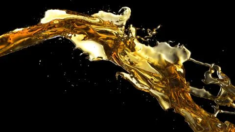 Yellow liquid splash on a black background stock photo Stock Illustration