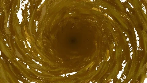 Yellow Liquid tornado on white background. Beautiful colored paint is whirling Stock Footage